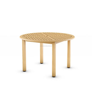Modern ARDENA Outdoor Teak Garden Set 4 Seater Solid Wood <b>Round</b> <b>Table</b> Weather Resistant Midcentury Design - Product Image 2