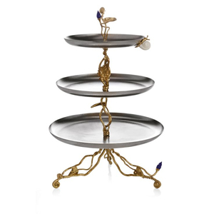 <b>3</b> <b>Tier</b> Brass And Stainless Steel <b>Cake</b> <b>Stand</b> Server For Home Decor Tabletop Centerpiece Decorative <b>Cake</b> <b>Stand</b> Dessert Display - Product Image 1