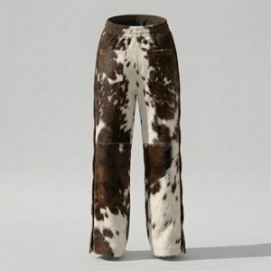 Pantalon en cuir véritable de vachette pour femme, taille haute, style vintage, décontracté, streetwear, de créateur, sur mesure, OEM, en gros - Product Image 5