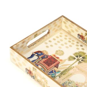 Juego de bandejas rectangulares de MDF con revestimiento de esmalte, impermeables, de varias piezas, con estampado de elefantes, diseño artístico bohemio, ligero. - Product Image 3