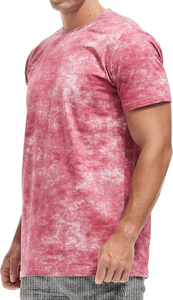Wholesale Premium Quality Men's <b>Tie</b>-Dye Short Sleeve T-Shirt O-Neck Casual <b>Knitted</b> Regular Fit Patterned Red White 2026 - Product Image 3
