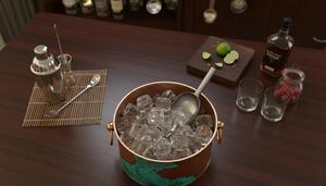 Seau à glace en cuivre de style antique avec patine verte et pelle en métal, parfait pour la décoration de comptoir de bar et les réceptions - Product Image 2