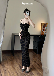 เดรสยาวผ้าลูกไม้ยืดสำหรับผู้หญิง สายเดี่ยวรัดรูป สวมใส่ออกงานกลางคืน ET2388 ขายส่ง - Product Image 4