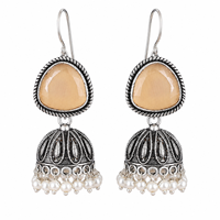 Boucles d'oreilles pendantes vintage en laiton oxydé et alliage de zinc avec perle pour femme, idéales pour les occasions festives