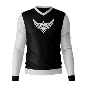 T-shirt à manches longues pour homme, col en V, boutonné, couleur unie, respirant, vente en gros, 100% polyester - Product Image 5
