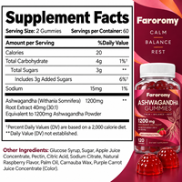 Gummies d'Ashwagandha Marque Blanche OEM 1200mg Véganes à la Pectine Saveur Framboise Soutien Anti-Stress et Sommeil 120 Unités