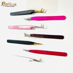 Premium Professional Stainless Steel Durable Diamond <b>Grip</b> Fiber Tip Eyelash Extension Tweezers Straight Curved Salon Use - Product Image 4