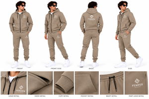 Ensemble de survêtement polaire personnalisé pour homme, sweat à capuche zippé et pantalon de survêtement, deux pièces, color block, streetwear, sportswear, vente en gros - Product Image 4