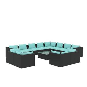 Conjunto de Muebles de Jardín Negros con Cojines Azul Agua - Product Image 2