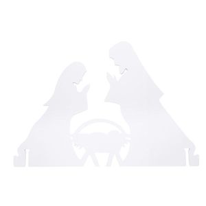Decorazione Natalizia da Giardino in PVC Bianco con Scena della Natività di Gesù 116x53x118cm - Product Image 2