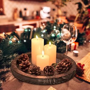 Plateaux décoratifs ronds en bois pour table basse, comptoir, style farmhouse, design haut de gamme, plateau décoratif disponible au prix le plus bas - Product Image 3