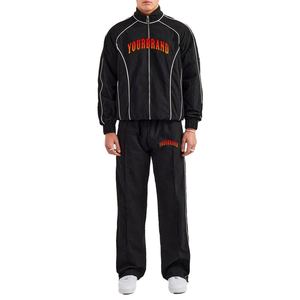 Ensemble de survêtement coupe-vent personnalisé avec logo, fabriqué en usine, demi-zip, pour homme, coupe oversize, en nylon - Product Image 1