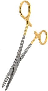 Pinza Quirúrgica de Sutura de Acero Inoxidable con Mango Dorado y Insertos de Carburo de Tungsteno - Product Image 3
