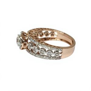 Bague de fiançailles de luxe en or rose plaqué rhodium 14 carats, certifiée IGI, diamant solitaire naturel taille brillant I-J VS pour femme - Product Image 1