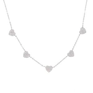 925 Sterling Silver Wholesale Luxury Heart Shape Lariat Necklace 14K/18K Solid Gold Lab Created Diamond Dainty Diamond Necklace - Product Image 1