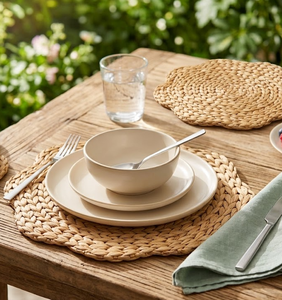 Meilleures ventes : Sets de table et sous-verres faits main en jacinthe d'eau festonnée, osier tressé et jonc de mer pour la décoration de table de fête - Product Image 3