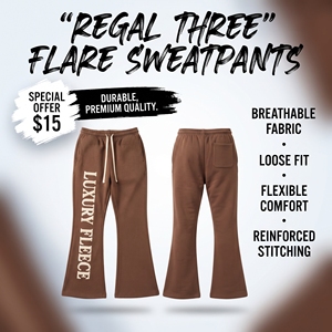 Fabricant OEM de pantalons de survêtement évasés en molleton épais brodé pour femme, pantalons de survêtement évasés en molleton, pantalons à jambes larges - Product Image 1