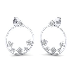 REYES Pendientes de Aro Minimalistas de Oro Blanco de 14K y 18K con Moissanita de 0.15Ct para Mujer, Gran Venta, Regalo de Lujo para Compromiso, Joyería Fina - Product Image 4
