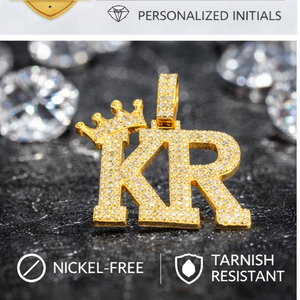 Collar con Colgante de Moda Hip Hop, Plata 925 con Baño de Rodio, Letra Inicial Personalizada, Cierre de Corona, Diamantes Moissanite, Unisex - Product Image 3