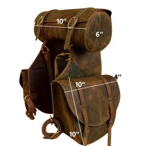 Sac de selle de moto en cuir véritable vieilli de qualité supérieure, ensemble de bagages pour motard, sac de voyage à roulettes, imperméable, motocross - Product Image 4