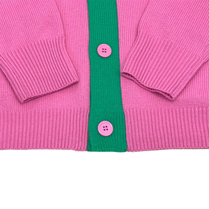 2026 New Style Customized Alpha gamma Sorority V Neck Varsity <b>Cardigan</b> <b>Sweater</b> 100% Cotton Breathable Chenille Front Logo - Product Image 2