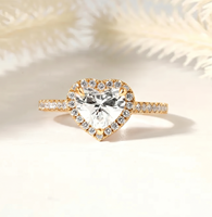 Bague demi-éternité Art Déco Halo, bague fine certifiée IGI, couleur DEF, clarté VS VVS, or massif 10K 14K 18K, diamant de laboratoire rond en forme de cœur