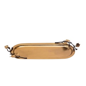 Unique Design <b>Gold</b> Plated Stainless Steel Decorative <b>Tray</b> Elegant Home Decor Metal Platter Kitchen Serveware Food <b>Serving</b> <b>Tray</b> - Product Image 1