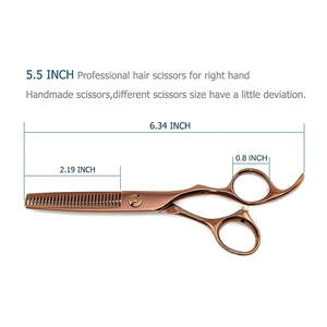 Ciseaux de barbier professionnels de 5,5 pouces avec lame en acier inoxydable et manche en acier, outil de coupe et d'éclaircissement des cheveux à pointe acérée - Product Image 4
