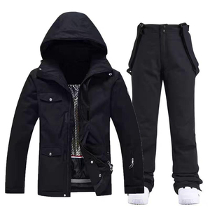 Ensemble de ski d'hiver pour homme, veste coupe-vent à capuche blanche, pantalon de ski, rembourrage en coton PP 220g, imperméable 10 000 mm, polyester - Product Image 2