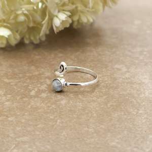 Brass Adjustable Rainbow Moonstone Bezel Set Unisex <b>Ring</b> Handcrafted 925 Sterling Silver Spiral Wrap Vintage Boho <b>Statement</b> <b>Ring</b> - Product Image 4
