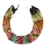 Perles Rondelles Facettées en Tourmaline Naturelle Multi-Couleurs de 4 mm, Longueur 14 Pouces, Taille du Trou 0,50 mm, pour la Fabrication de Bijoux