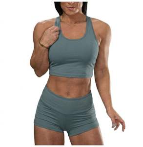 Women Comfortable Active Wear Two Piece Fitness Clothing Set With Support <b>Top</b> And High Waist Stretch Bottom For Daily Exercise - Product Image 1
