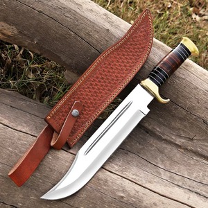 Couteau de chasse et de camping DIY à lame fixe droite en acier au carbone, pointe tombante, avec étui en cuir, fait main, pour activités de plein air - Product Image 5