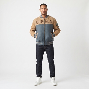 <b>Men's</b> Varsity <b>Jacket</b> <b>Suede</b> Leather Sleeve Embroidered Patch Design Letter D Front Casual Autumn Outerwear - Product Image 3