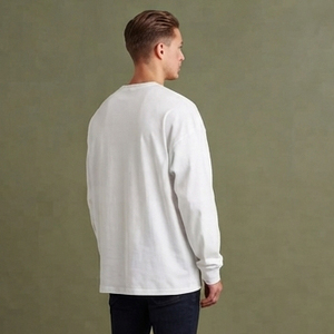 T-shirt décontracté à manches longues pour homme, coupe ample, en coton, col rond, séchage rapide, idéal pour le jogging et l'exercice - Product Image 5