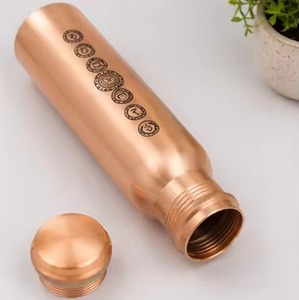 Copper Water Bottle Hammered Finish Portable Travel <b>Drinkware</b> Traditional Chinese Design - Product Image 2