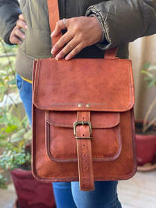 En Cuir De Chèvre naturel 13 Pouces Sac À Dos Deux En Un Messager Sac À Dos Sac - Product Image 4