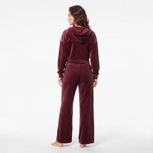 Conjunto Deportivo de Terciopelo para Mujer, Ropa Casual, Top con Cierre Completo, Pantalones Jogger Anchos con Cintura Alta y Cordón Ajustable, Ropa de Invierno - Product Image 2