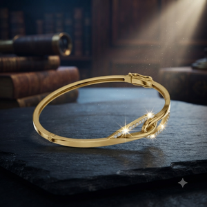 Luxury Yellow Gold Lab Grown Diamond Twist <b>Infinity</b> Bangle <b>Bracelet</b> for Women Modern Pavé Diamond Fine Jewelry - Product Image 1