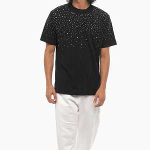 Trending Luxury 100% Cotton T <b>Shirt</b> Rhinestone Diamond Graphic Distressed DTG Printing <b>Mens</b> Oversized Summer Fashion Tee - Product Image 1