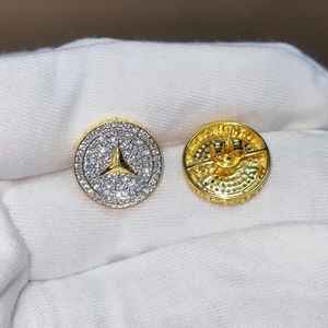 Boucles d'oreilles unisexes avec pendentif, diamant moissanite taille brillant rond en argent sterling 925 plaqué or 14 carats, bijou cadeau classique - Product Image 3