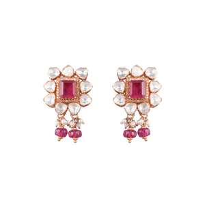 Ensemble collier et boucles d'oreilles Gajaah en argent sterling 925 avec rubis, bijoux de mariée et de fête en argent pur pour femmes, fiançailles - Product Image 4