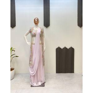 ชุดแฟนซี Saree และ Koti สำหรับผู้หญิงชุดงานปาร์ตี้ปักลาย - Product Image 6