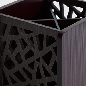 Modern Wooden Utensil Holder With Geometric Cutout Design For Kitchen Storage - Product Image 2