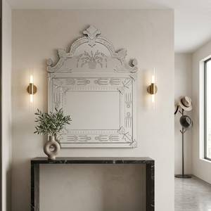 Miroir mural décoratif vintage vénitien de luxe |   Miroir en verre d'appoint de style baroque antique pour une décoration intérieure élégante - Product Image 3