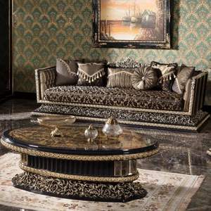 Sofá de Lujo Europeo en Oferta, Estilo Hotel Halekulani, Tapizado con Tallados Dorados, Esponja Duradera, Sofá Seccional en Forma de L para Sala de Estar o Apartamento - Product Image 6