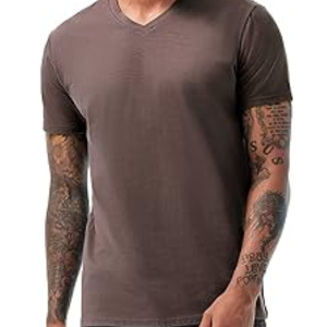 T-shirts à col en V pour hommes, décontractés, élégants, ajustés, extensibles, en coton doux, à manches courtes - Product Image 3