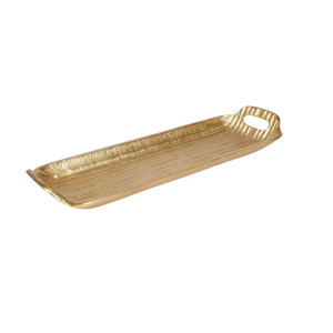 Plateau de service en métal moulé à la main au design moderne, durable, couleur or, pour mariage, élégant, rectangulaire - Product Image 1