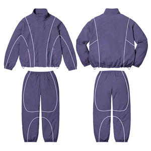 Wholesale Y2K <b>Star</b> Tracksuit Set Custom Logo Reflective Piping Oversized Windbreaker <b>Jacket</b> Pants 2 Piece Men Women Streetwear - Product Image 6