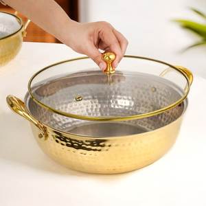 Premium Handmade Brass Serving Dish with Lid Round Hammered Food Warmer Buffet Casserole Hotel Kitchen Wholesale Export - Product Image 2